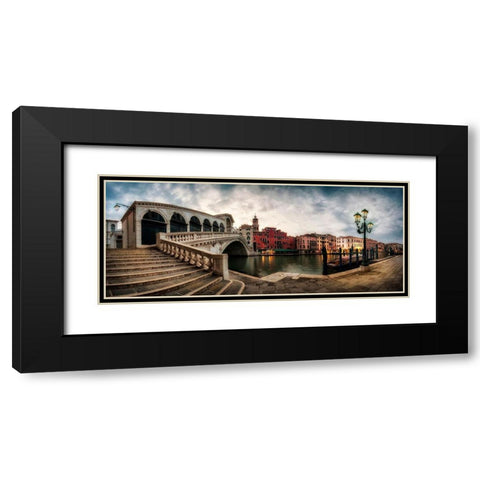 Rialto - Grand Canal Panorama Black Modern Wood Framed Art Print with Double Matting by Head, Danny
