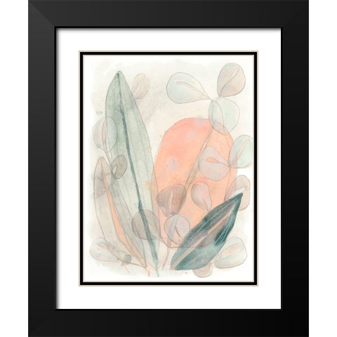 Leaf Scatter I Black Modern Wood Framed Art Print with Double Matting by Vess, June Erica