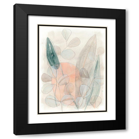 Leaf Scatter II Black Modern Wood Framed Art Print with Double Matting by Vess, June Erica