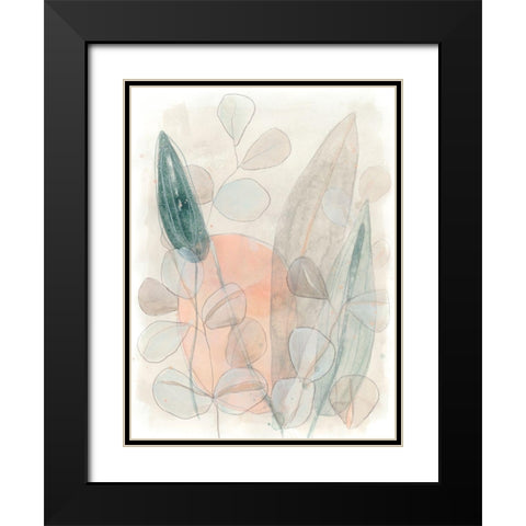 Leaf Scatter II Black Modern Wood Framed Art Print with Double Matting by Vess, June Erica