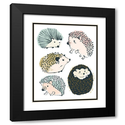 Prickle Pals II Black Modern Wood Framed Art Print with Double Matting by Vess, June Erica