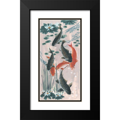Traditional Koi Pond II Black Modern Wood Framed Art Print with Double Matting by Wang, Melissa