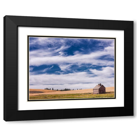 Farm and Field I Black Modern Wood Framed Art Print with Double Matting by PHBurchett