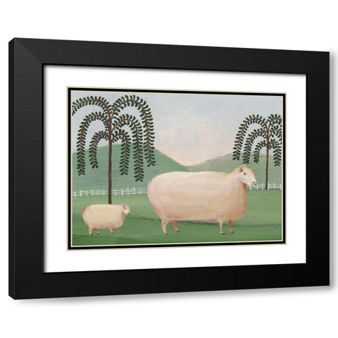 Folk Farm I Black Modern Wood Framed Art Print with Double Matting by Moore, Regina