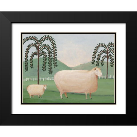 Folk Farm I Black Modern Wood Framed Art Print with Double Matting by Moore, Regina