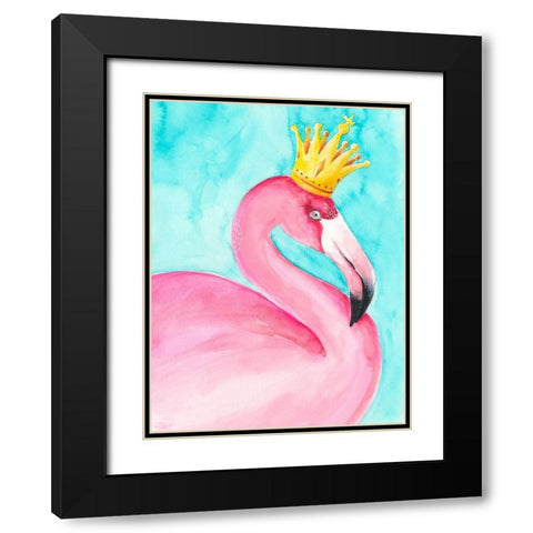 Flamingo Queen II Black Modern Wood Framed Art Print with Double Matting by Moore, Regina