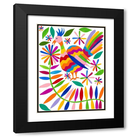 Otomi Bird III Black Modern Wood Framed Art Print with Double Matting by Moore, Regina