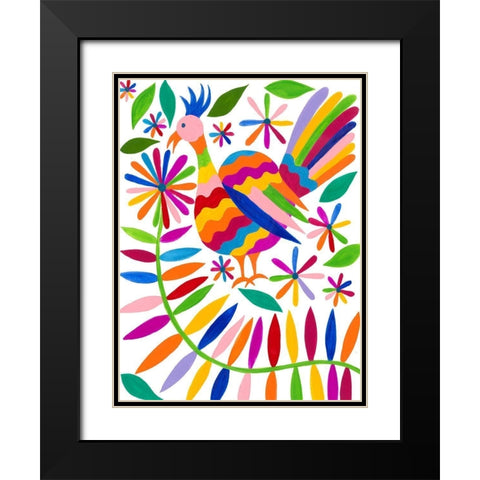 Otomi Bird III Black Modern Wood Framed Art Print with Double Matting by Moore, Regina