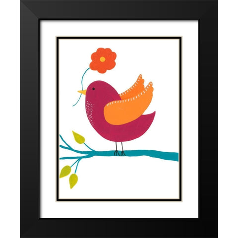 Cute Bird II Black Modern Wood Framed Art Print with Double Matting by Moore, Regina