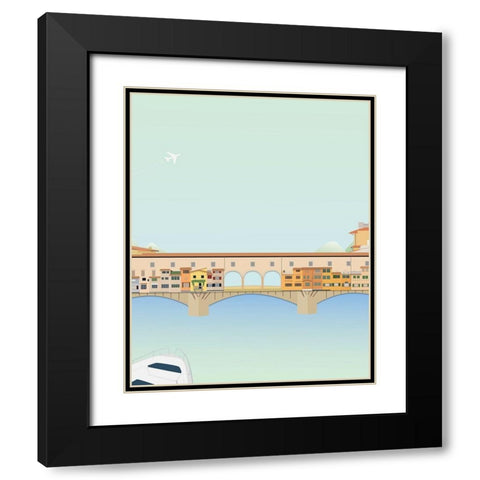 Travel Europe--Ponte Vecchio Black Modern Wood Framed Art Print with Double Matting by Soerensen, Gurli