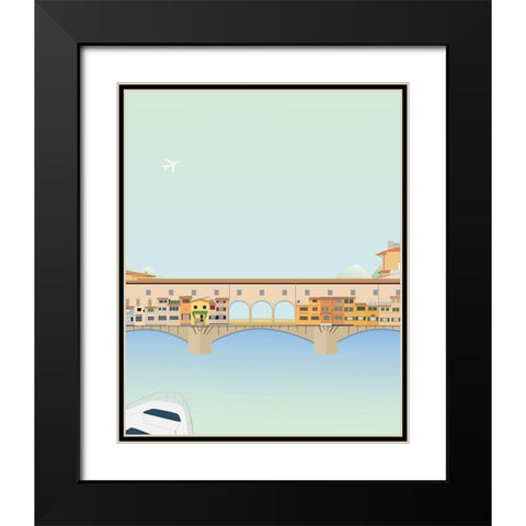Travel Europe--Ponte Vecchio Black Modern Wood Framed Art Print with Double Matting by Soerensen, Gurli