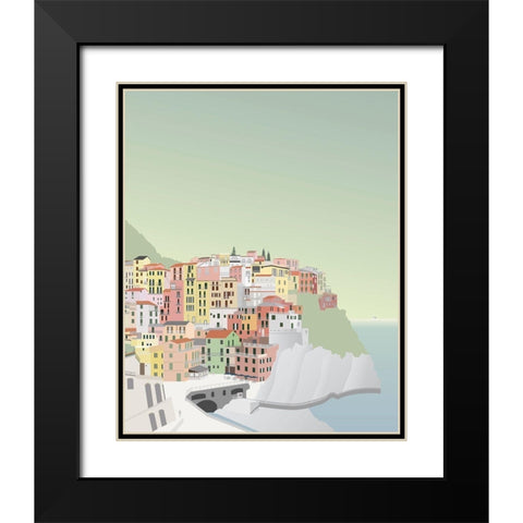Travel Europe--Manarola Black Modern Wood Framed Art Print with Double Matting by Soerensen, Gurli