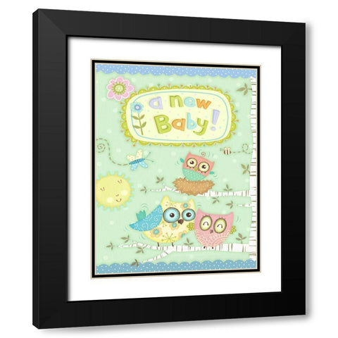 Baby Owl II Black Modern Wood Framed Art Print with Double Matting by Eisner, Viv