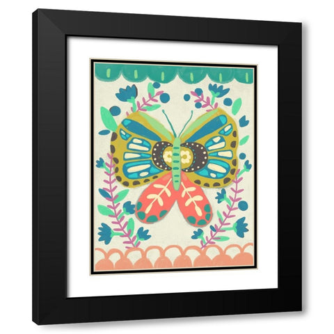 Flutterfly II Black Modern Wood Framed Art Print with Double Matting by Zarris, Chariklia