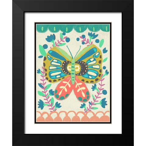 Flutterfly II Black Modern Wood Framed Art Print with Double Matting by Zarris, Chariklia