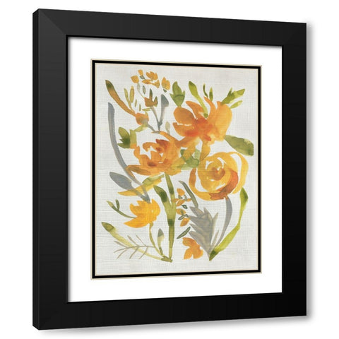 Butterscotch Bouquet II Black Modern Wood Framed Art Print with Double Matting by Zarris, Chariklia