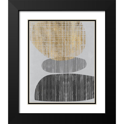 Gilded Shapes I Black Modern Wood Framed Art Print with Double Matting by Goldberger, Jennifer
