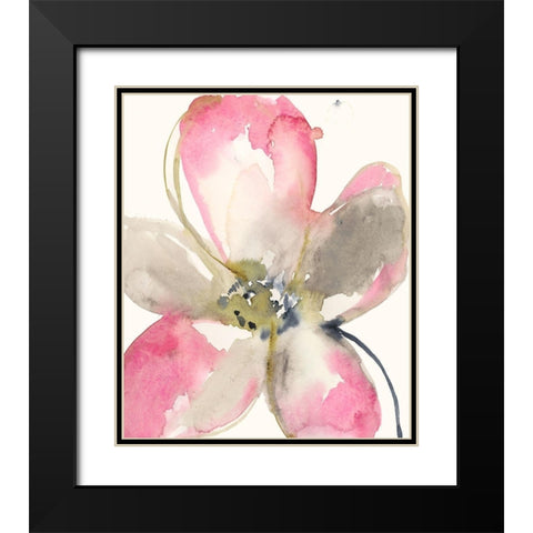 Magenta Petals I Black Modern Wood Framed Art Print with Double Matting by Goldberger, Jennifer