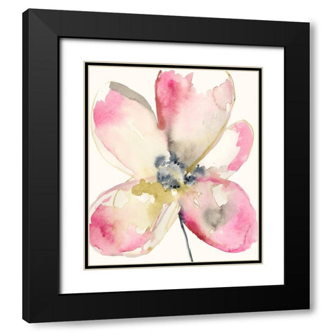 Magenta Petals II Black Modern Wood Framed Art Print with Double Matting by Goldberger, Jennifer