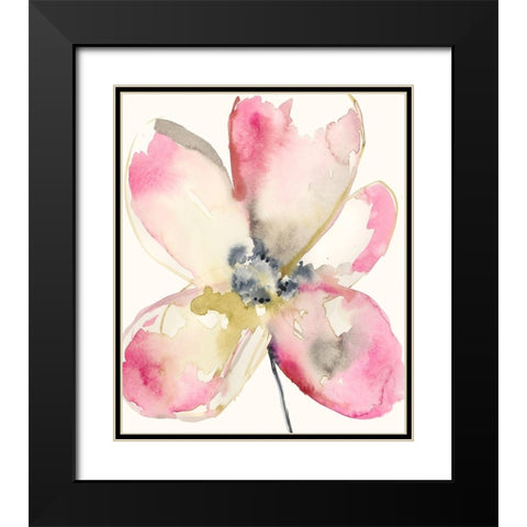Magenta Petals II Black Modern Wood Framed Art Print with Double Matting by Goldberger, Jennifer