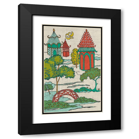 Pagoda Landscape I Black Modern Wood Framed Art Print with Double Matting by Zarris, Chariklia