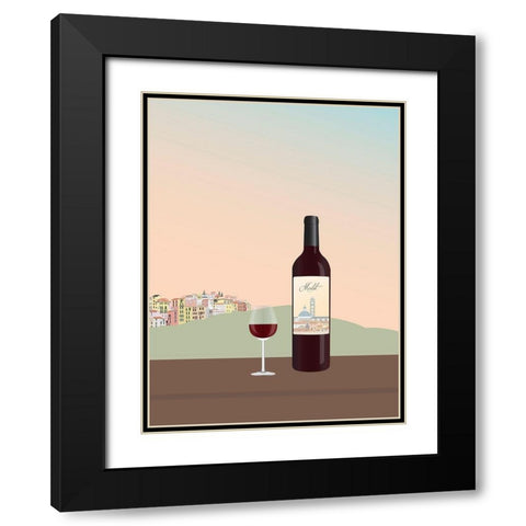 Tuscan Wine II Black Modern Wood Framed Art Print with Double Matting by Soerensen, Gurli