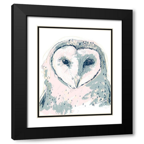 Funky Owl Portrait I Black Modern Wood Framed Art Print with Double Matting by Vess, June Erica