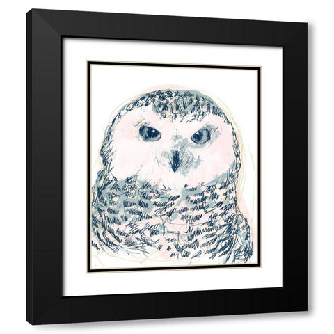 Funky Owl Portrait IV Black Modern Wood Framed Art Print with Double Matting by Vess, June Erica