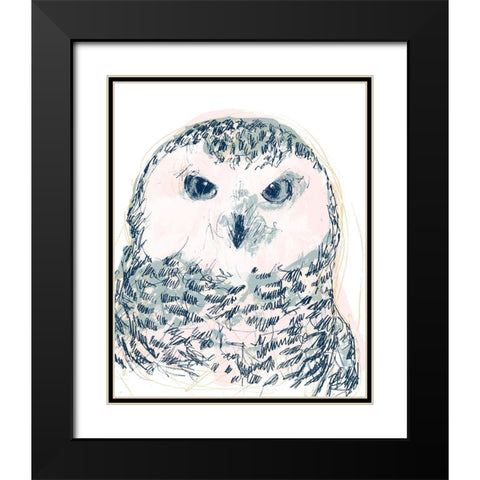 Funky Owl Portrait IV Black Modern Wood Framed Art Print with Double Matting by Vess, June Erica