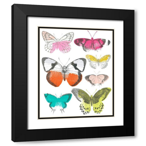 Chromatic Butterflies I Black Modern Wood Framed Art Print with Double Matting by Vess, June Erica