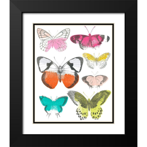 Chromatic Butterflies I Black Modern Wood Framed Art Print with Double Matting by Vess, June Erica