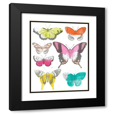 Chromatic Butterflies II Black Modern Wood Framed Art Print with Double Matting by Vess, June Erica