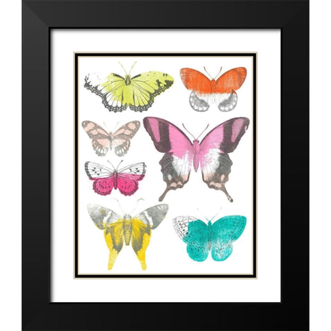 Chromatic Butterflies II Black Modern Wood Framed Art Print with Double Matting by Vess, June Erica