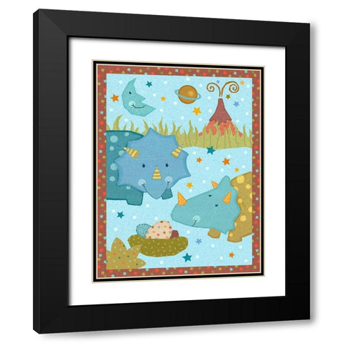 Dino Friends I Black Modern Wood Framed Art Print with Double Matting by Eisner, Viv