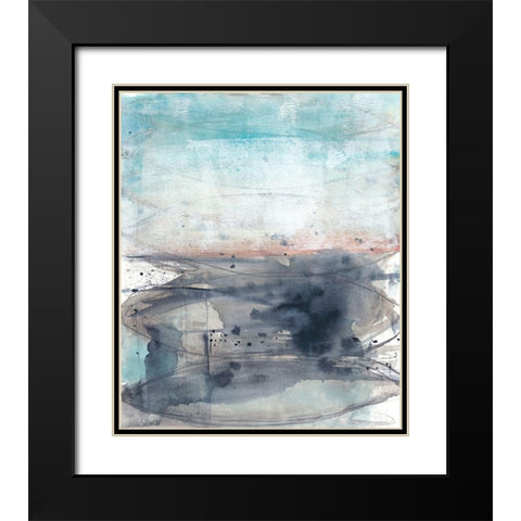 Peach on the Horizon II Black Modern Wood Framed Art Print with Double Matting by Goldberger, Jennifer