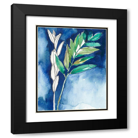 Petiole on Indigo I Black Modern Wood Framed Art Print with Double Matting by Goldberger, Jennifer