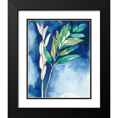 Petiole on Indigo I Black Modern Wood Framed Art Print with Double Matting by Goldberger, Jennifer
