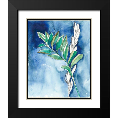 Petiole on Indigo II Black Modern Wood Framed Art Print with Double Matting by Goldberger, Jennifer