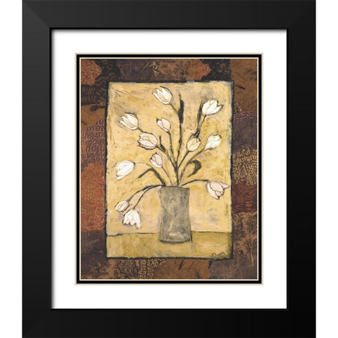 Blooms in Border I Black Modern Wood Framed Art Print with Double Matting by Bagnato, Judi