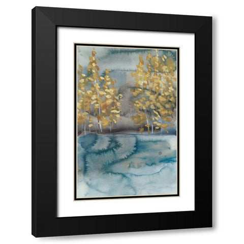 Golden Trees II Black Modern Wood Framed Art Print with Double Matting by Zarris, Chariklia