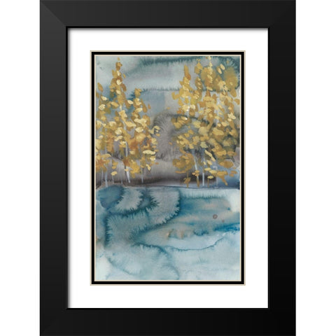 Golden Trees II Black Modern Wood Framed Art Print with Double Matting by Zarris, Chariklia