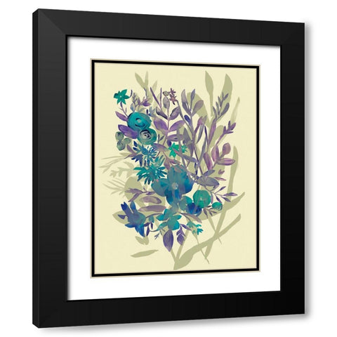 Slate Flowers on Cream I Black Modern Wood Framed Art Print with Double Matting by Zarris, Chariklia