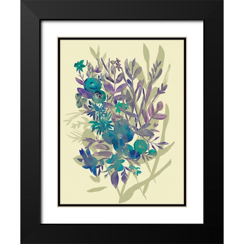 Slate Flowers on Cream I Black Modern Wood Framed Art Print with Double Matting by Zarris, Chariklia