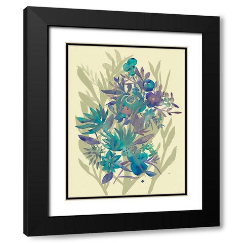 Slate Flowers on Cream II Black Modern Wood Framed Art Print with Double Matting by Zarris, Chariklia