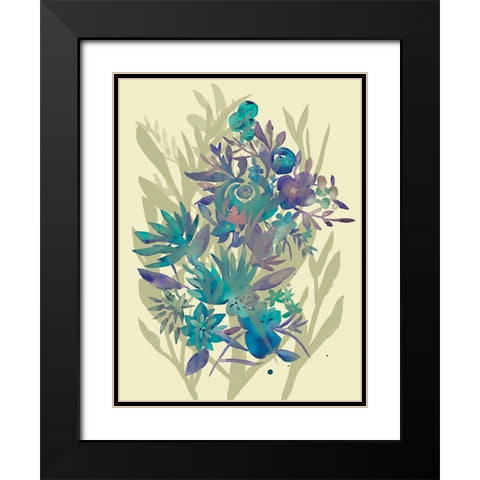 Slate Flowers on Cream II Black Modern Wood Framed Art Print with Double Matting by Zarris, Chariklia