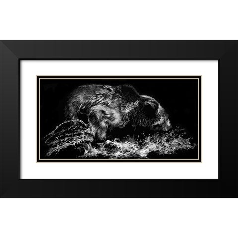 Theres a Fish Here Black Modern Wood Framed Art Print with Double Matting by Chapman, Julie T.