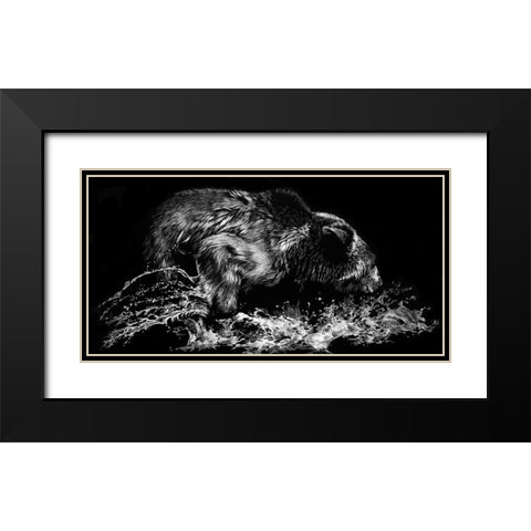 Theres a Fish Here Black Modern Wood Framed Art Print with Double Matting by Chapman, Julie T.