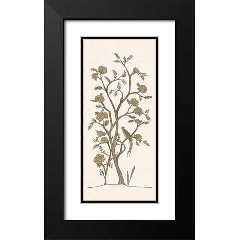 Sepia Chinoiserie I Black Modern Wood Framed Art Print with Double Matting by Zarris, Chariklia