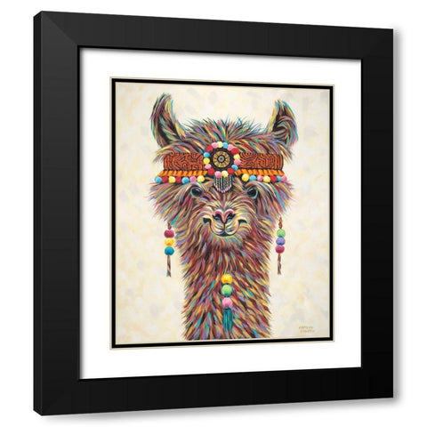 Hippie Llama II Black Modern Wood Framed Art Print with Double Matting by Vitaletti, Carolee