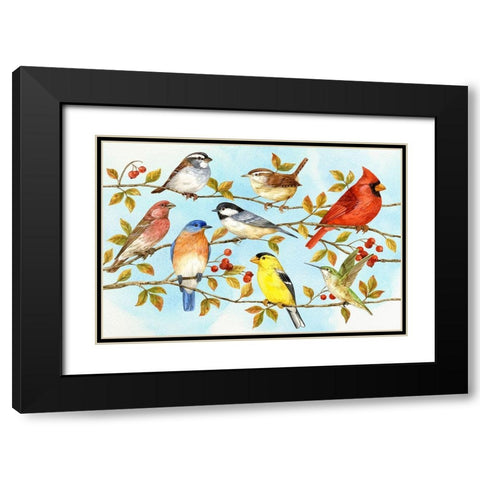 Birds and Berries V Black Modern Wood Framed Art Print with Double Matting by Maday, Jane